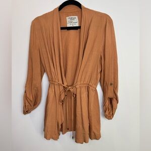 Marwa outerwear collection viscose burn orange Open Front light jacket medium